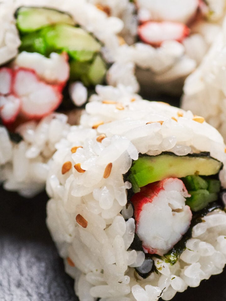 With creamy avocado and flavorful king crab, this California Roll recipe is easy and delicious!