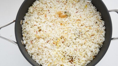 The Biryani is finished off with a layer of saffron rice.