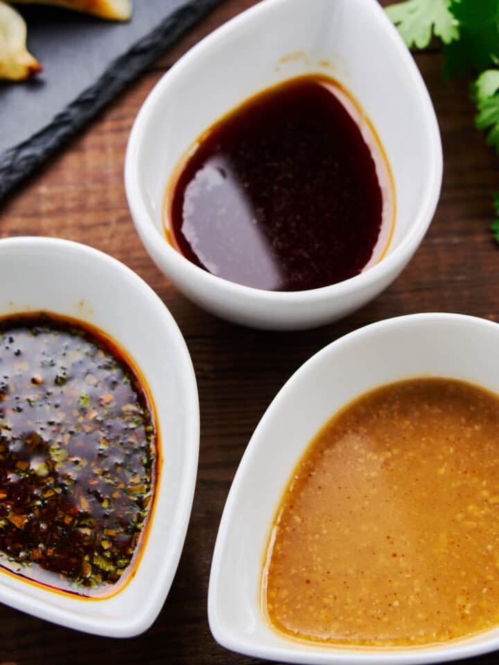 A trio of vibrant gyoza sauces Traditional, Miso, and Chinese-style potsticker dumpling sauces come together in minutes, ready to elevate a plate of delicious gyoza to new heights.