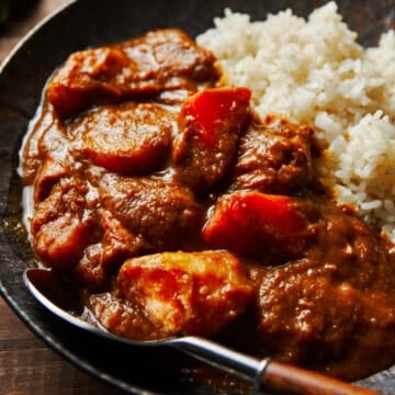 This Japanese Curry made from scratch gets its flavor and thickness through the power of fruits and vegetables. It's the perfect hearty winter meal for groups of kids and grownups alike.