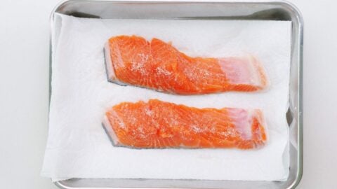 Salted salmon filets.