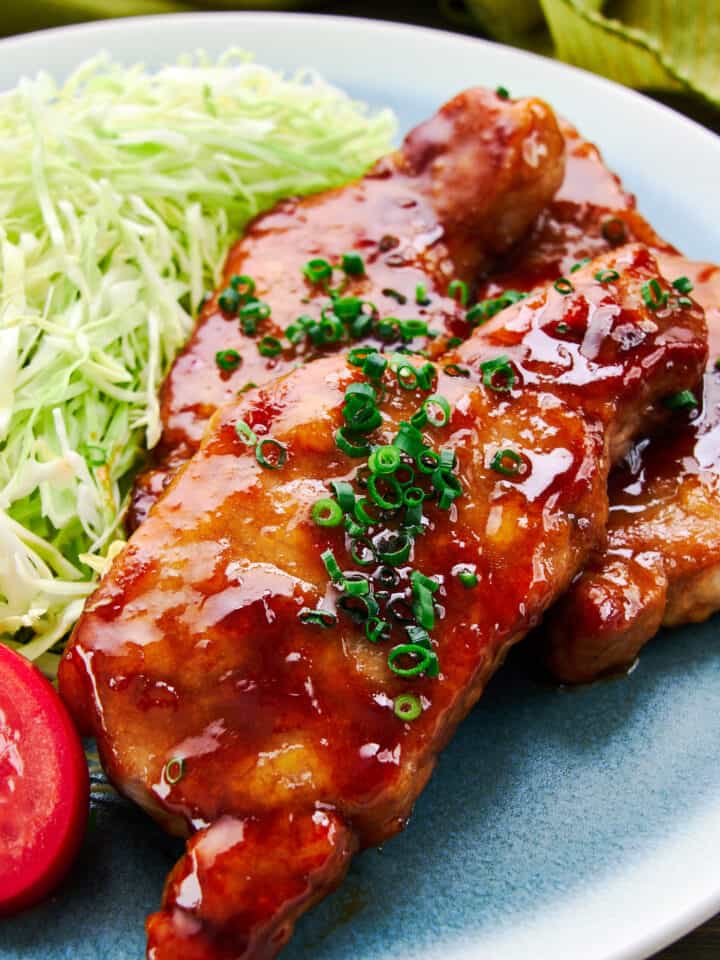 Tender and juicy, these Japanese ginger marinated pork chops are glazed with a mouthwatering savory sauce and come together in just minutes.
