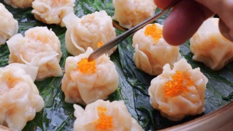 Topping Shumai with Tobiko